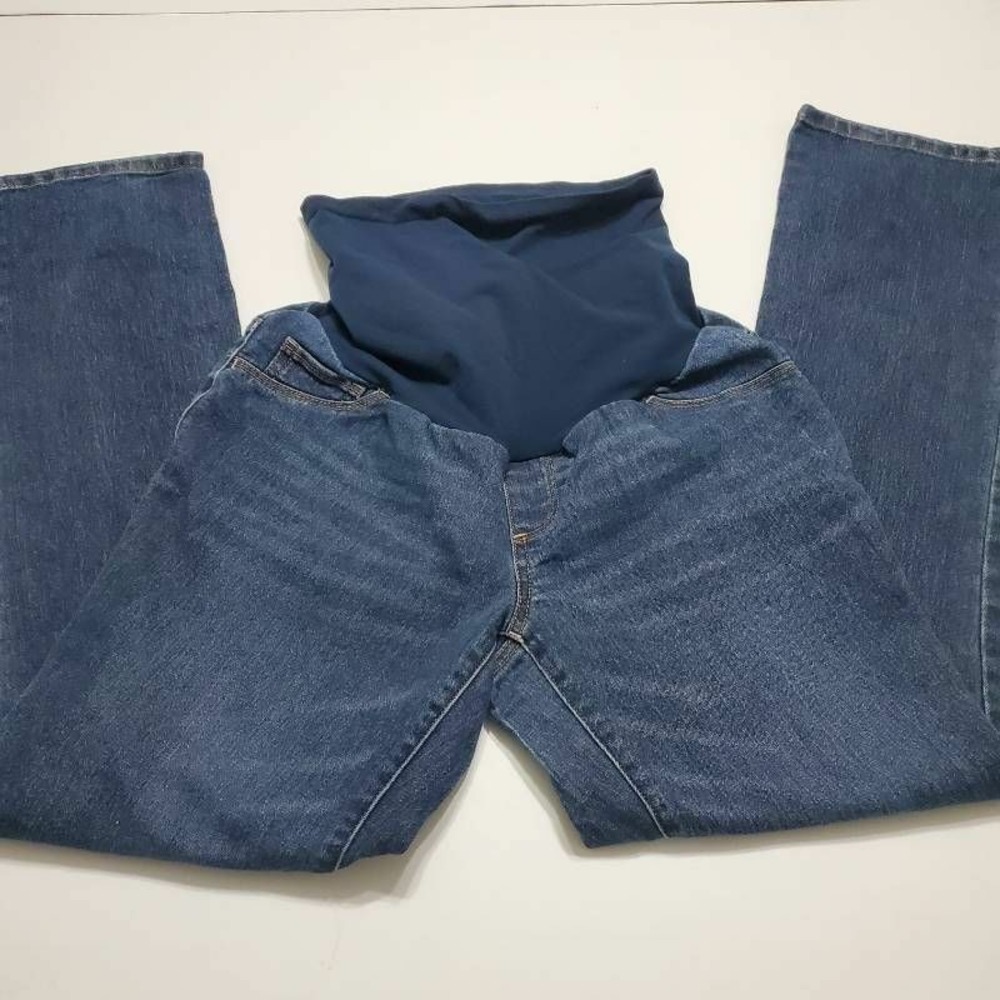 Indigo Blue Womens Slim Skinny Jeans Stretch Whiskered Medium Wash Maternity M